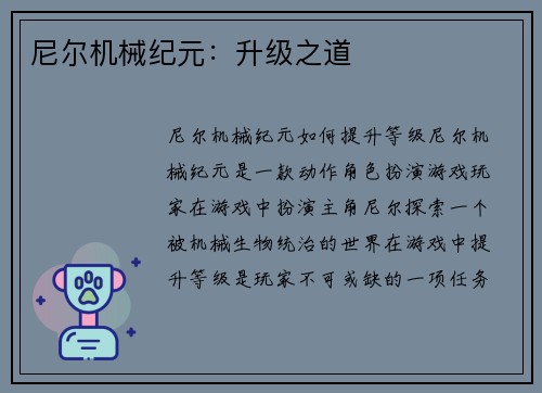 尼尔机械纪元：升级之道